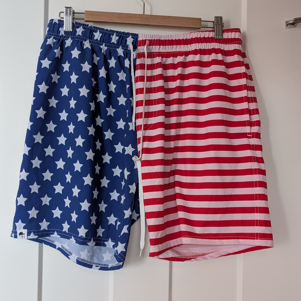Patriotic Stars and Stripes Swim Trunks